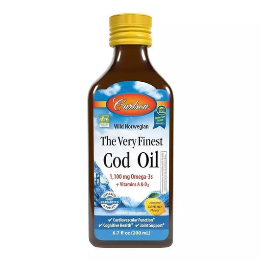 Wild Norwegian The Very Finest Cod Oil, Lemon, 200 ml,Carlson Labs - Vitax.ro