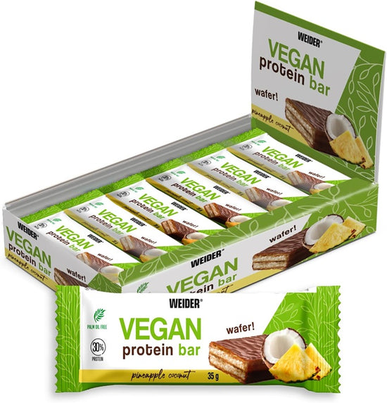 Vegan Protein Bar, Pineapple Coconu, 12 x 35g, Weider - Vitax.ro