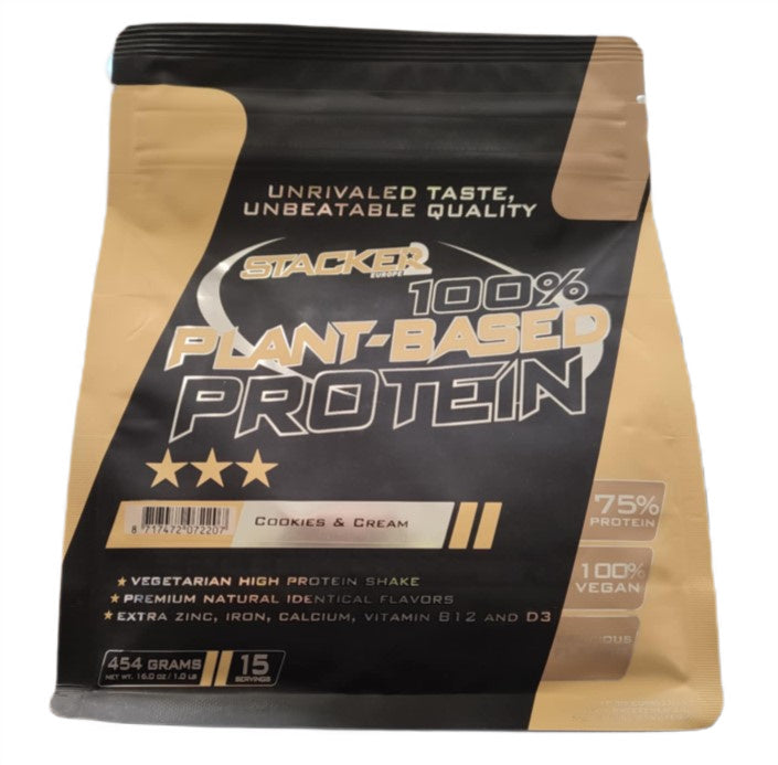 100% Plant Based Protein, Cookies & Cream, 454g, Stacker2 Europe - Vitax.ro