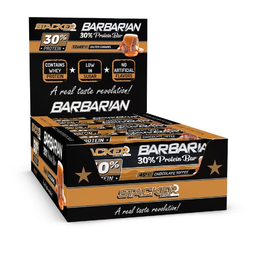 Barbarian 30% Protein Bar, Chocolate Toffee, 12 x 45g, Stacker2 Europe - Vitax.ro