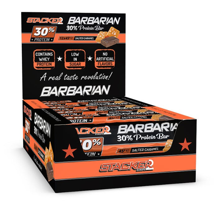 Barbarian 30% Protein Bar, Salted Caramel, 12 x 45g, Stacker2 Europe - Vitax.ro