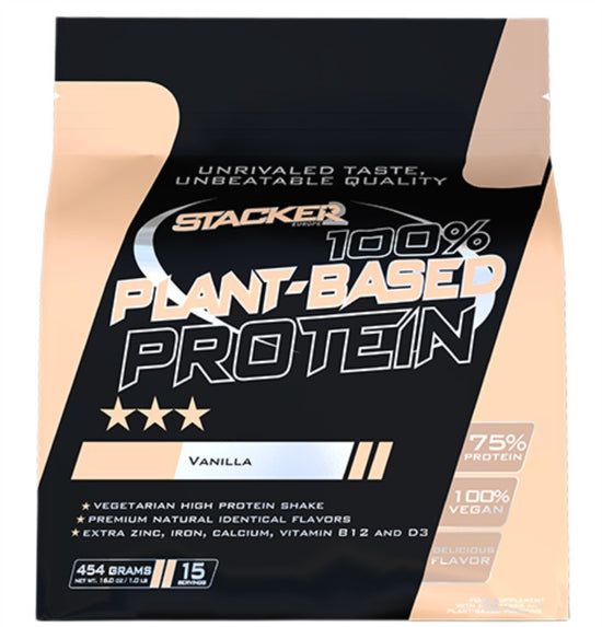 100% Plant Based Protein, Vanilla, 454g, Stacker2 Europe - Vitax.ro