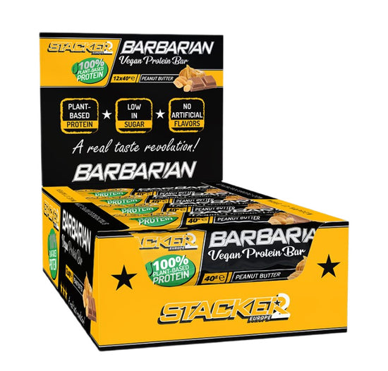 Barbarian Vegan Protein Bar, Peanut Butter, 12 x 40g, Stacker2 Europe - Vitax.ro