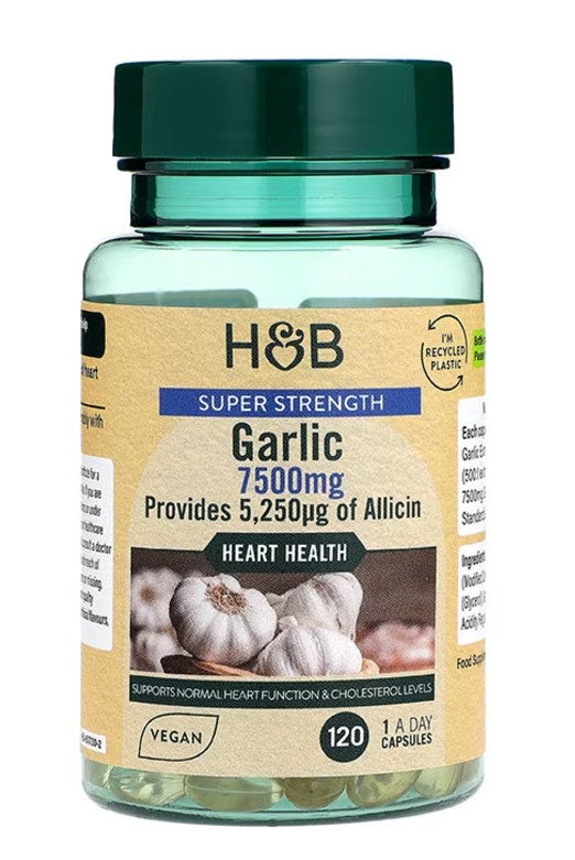 Super Strength Odourless Garlic, 7500mg, 120 caps, Holland & Barrett - Vitax.ro