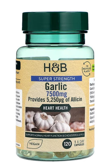 Super Strength Odourless Garlic, 7500mg, 120 caps, Holland & Barrett - Vitax.ro