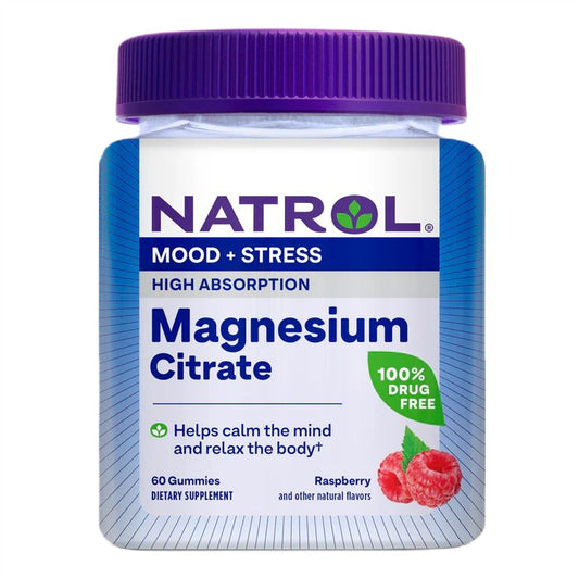 High Absorption Magnesium Citrate, Raspberry, 60 gummies, Natrol - Vitax.ro