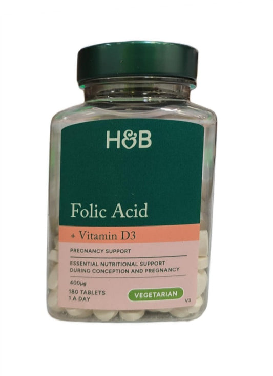 Folic Acid + Vitamin D3, 180 tablets, Holland & Barrett - Vitax.ro