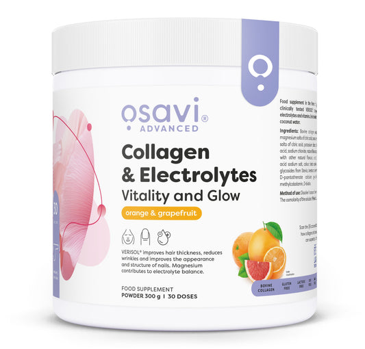 Collagen Electrolytes Vitality and Glow, Orange & Grapefruit, 300g, Osavi - Vitax.ro