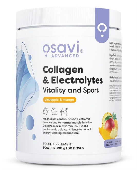 Collagen Electrolytes Vitality and Sport, Pineapple & Mango, 390g, Osavi - Vitax.ro