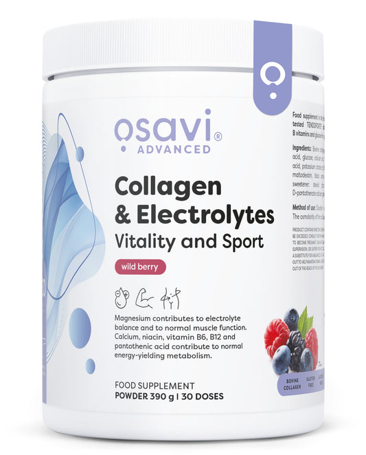 Collagen Electrolytes Vitality and Sport, Wild Berry, 390g, Osavi - Vitax.ro