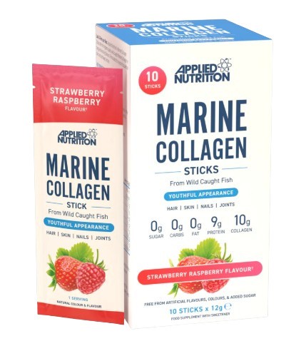 Marine Collagen Sticks, Strawberry Raspberry, 10 x 12g, Applied Nutrition - Vitax.ro