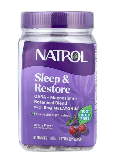 Sleep & Restore with Melatonin, Cherry, 60 gummies, Natrol - Vitax.ro