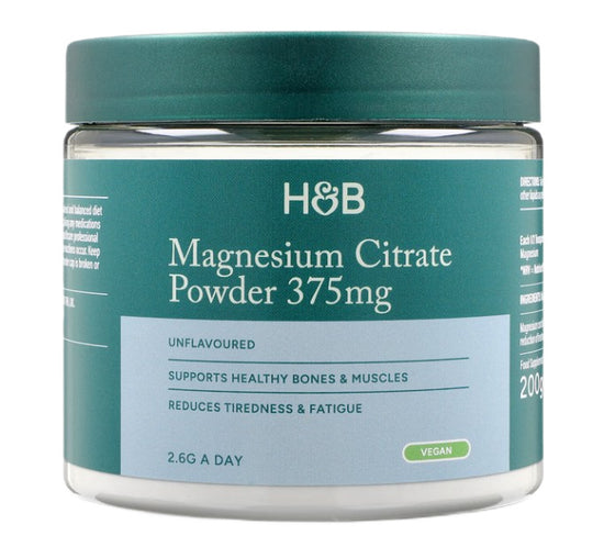 Magnesium Citrate Powder, 375mg (Unflavored), 200g, Holland & Barrett - Vitax.ro
