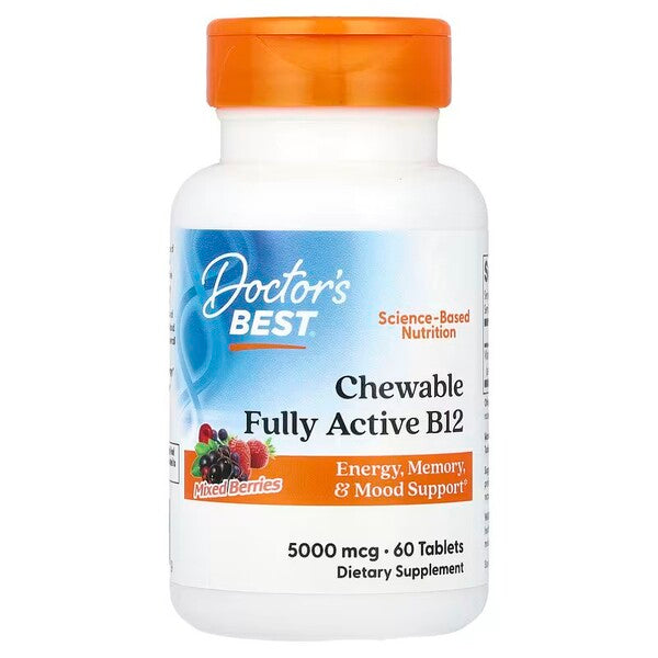 Chewable Fully Active B12, Mixed Berries, 60 tabs, Doctor's Best - Vitax.ro