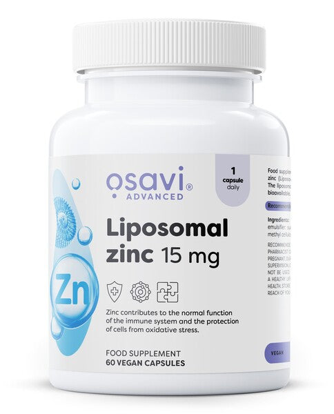 Liposomal Zinc, 15mg, 60 vegan caps, Osavi - Vitax.ro