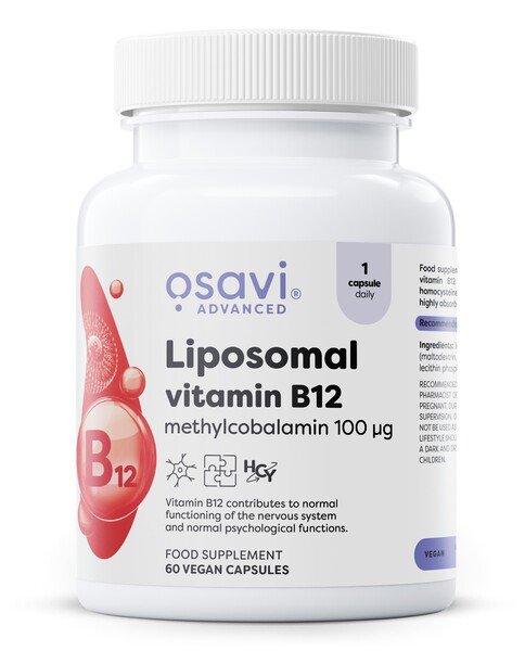 Liposomal Vitamin B12, Methylcobalamin 100mcg, 60 vegan caps, Osavi - Vitax.ro