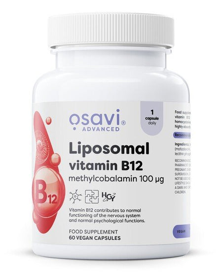 Liposomal Vitamin B12, Methylcobalamin 100mcg, 60 vegan caps, Osavi - Vitax.ro