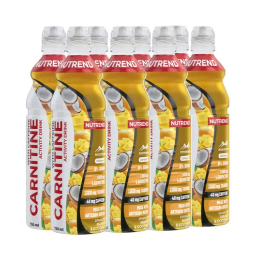 Carnitine Activity Drink with Caffeine, Sparkling Mango & Coconut, 8 x 750 ml, Nutrend