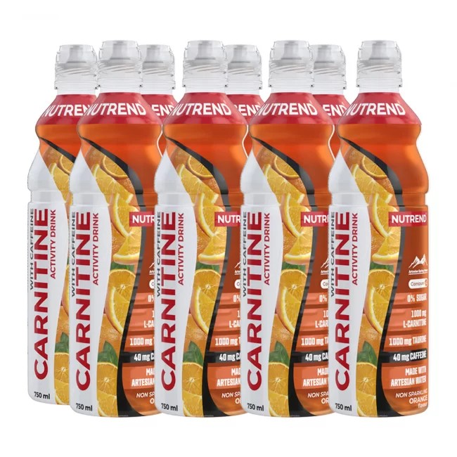 Carnitine Activity Drink with Caffeine, Non Sparkling Orange, 8 x 750 ml, Nutrend