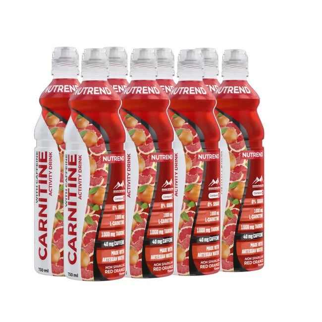 Carnitine Activity Drink with Caffeine, Non Sparkling Red Orange, 8 x 750 ml, Nutrend