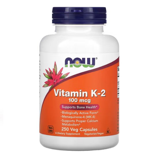 Vitamin K-2, 100mcg, 250 vcaps, NOW Foods - Vitax.ro