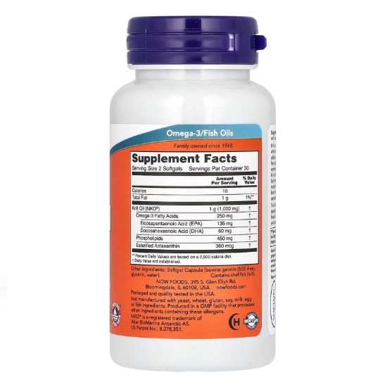 Krill Oil, 500mg, 60 softgels, NOW Foods - Vitax.ro