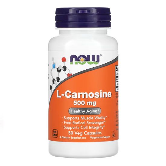 L-Carnosine, 500mg, 50 vcaps, NOW Foods - Vitax.ro