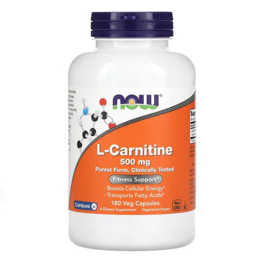 L-Carnitine, 500mg, 180 vcaps, NOW Foods - Vitax.ro