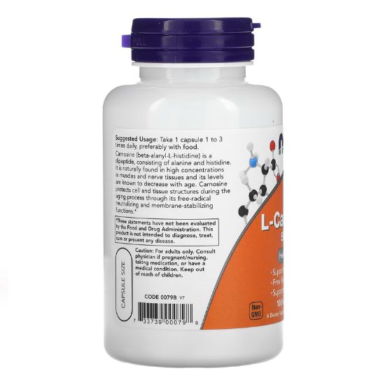 L-Carnosine, 500mg, 100 vcaps, NOW Foods - Vitax.ro