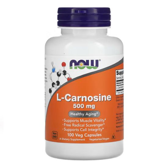L-Carnosine, 500mg, 100 vcaps, NOW Foods - Vitax.ro