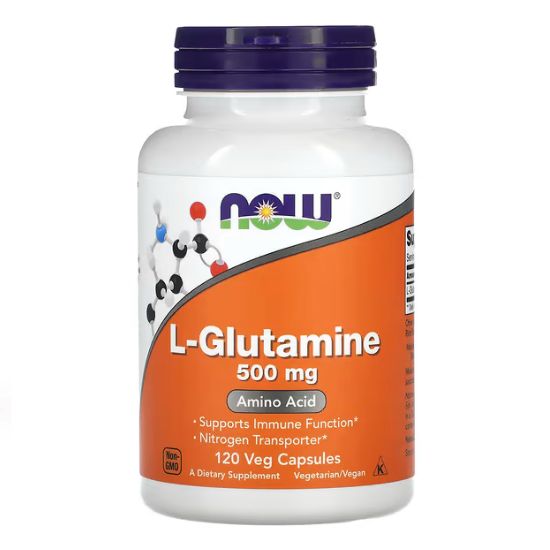 L-Glutamine, 500mg, 120 vcaps, NOW Foods - Vitax.ro