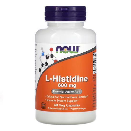 L-Histidine, 600mg, 60 vcaps, NOW Foods - Vitax.ro