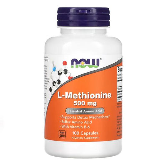 L-Methionine, 500mg, 100 caps, NOW Foods - Vitax.ro