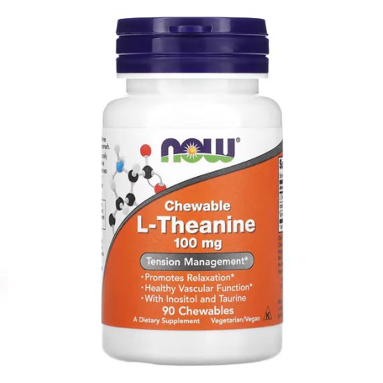 L-Theanine with Inositol and Taurine, 100mg, 90 chewables, NOW Foods - Vitax.ro