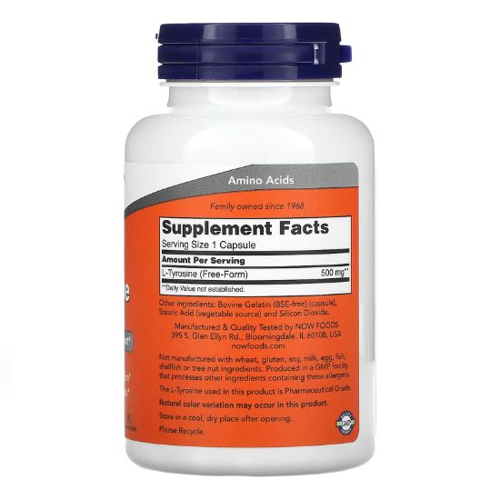 L-Tyrosine, 500mg, 120 caps, NOW Foods - Vitax.ro