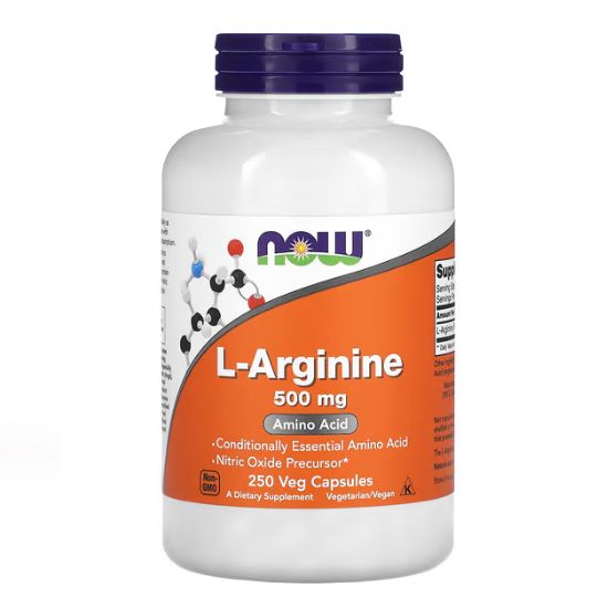 L-Arginine, 500mg, 250 caps, NOW Foods - Vitax.ro