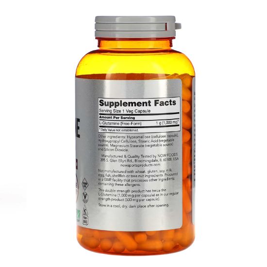 L-Glutamine, 1000mg, 240 vcaps, NOW Foods - Vitax.ro