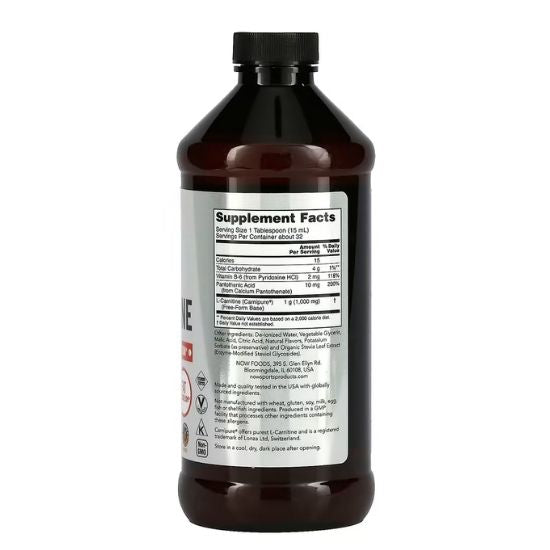 L-Carnitine Liquid, 1000mg Tropical Punch, 473 ml, NOW Foods - Vitax.ro