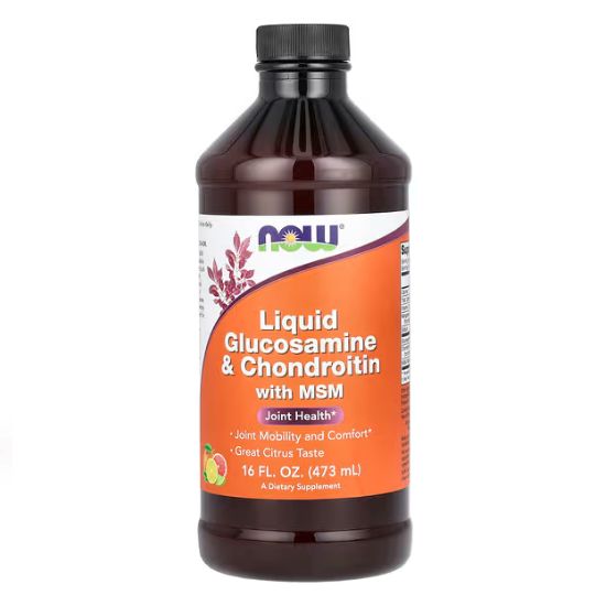 Glucosamine & Chondroitin with MSM Liquid, 473ml, NOW Foods - Vitax.ro