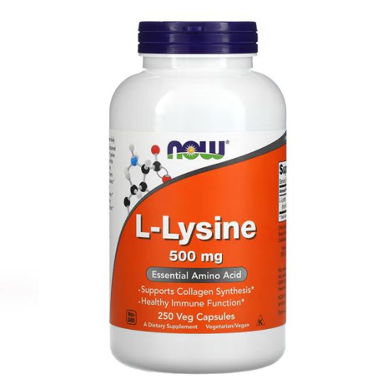 L-Lysine, 500mg, 250 vcaps, NOW Foods - Vitax.ro