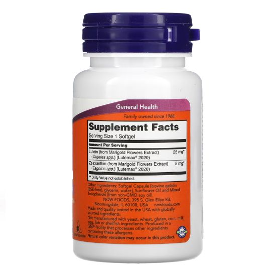 Lutein & Zeaxanthin, 60 softgels, NOW Foods - Vitax.ro