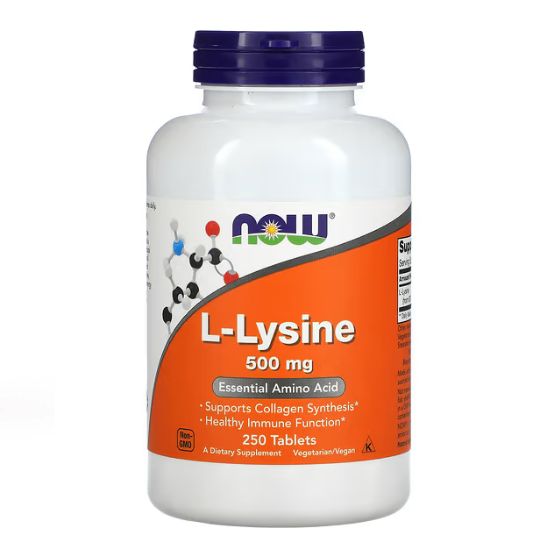 L-Lysine, 500mg, 250 tablets, NOW Foods - Vitax.ro