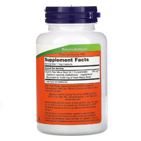Maca 6:1 Concentrate, 750mg RAW, 90 vcaps, NOW Foods - Vitax.ro