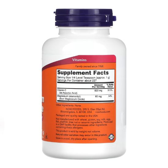 Magnesium Ascorbate, Pure Buffered Powder, 227g, NOW Foods - Vitax.ro