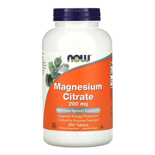 Magnesium Citrate, 200mg, 250 tablets, NOW Foods - Vitax.ro