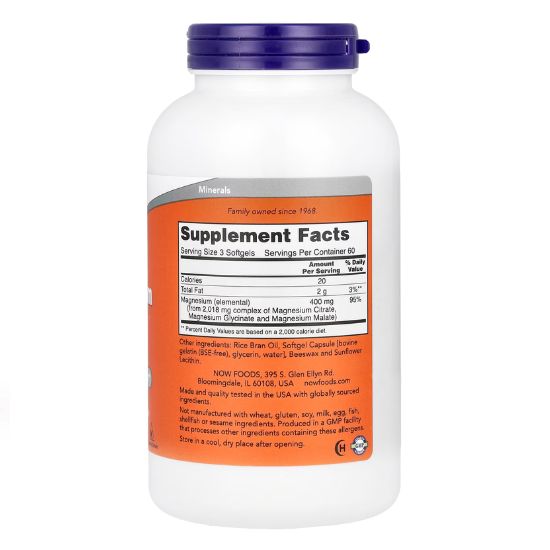 Magnesium Citrate Softgels, 180 softgels, NOW Foods - Vitax.ro