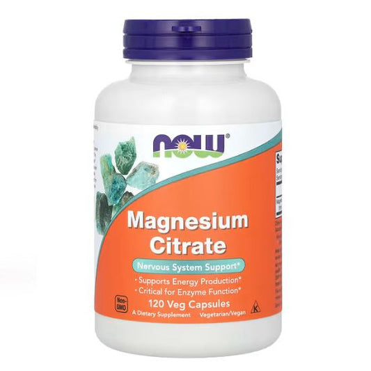 Magnesium Citrate, 400mg, 120 vcaps, NOW Foods - Vitax.ro