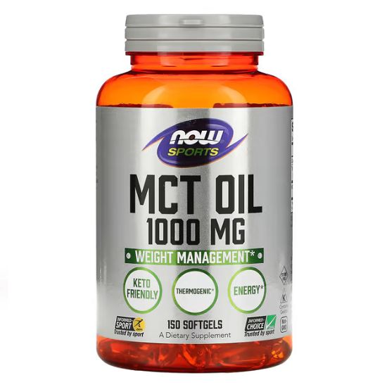 MCT Oil, 1000mg, 150 softgels, NOW Foods - Vitax.ro