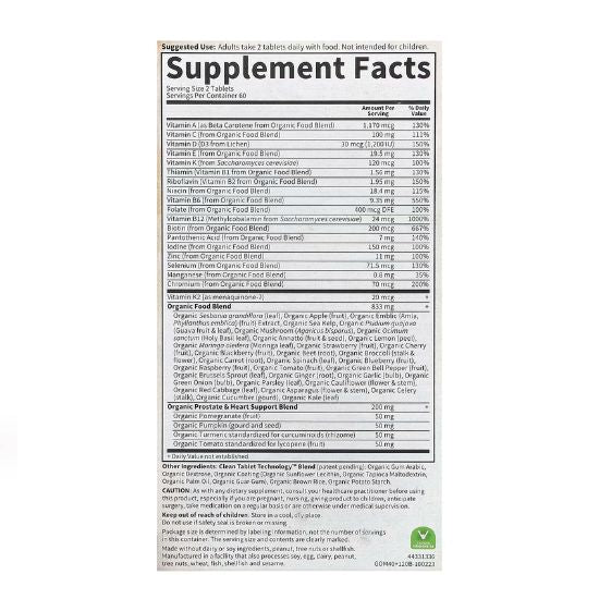 Mykind Organics Men's Multi 40+, 120 vegan tabs, Garden of Life - Vitax.ro