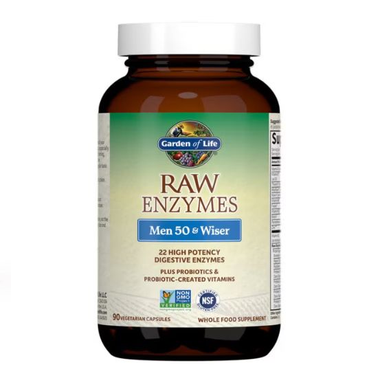Raw Enzymes Men 50 & Wise, 90 vcaps, Garden of Life - Vitax.ro